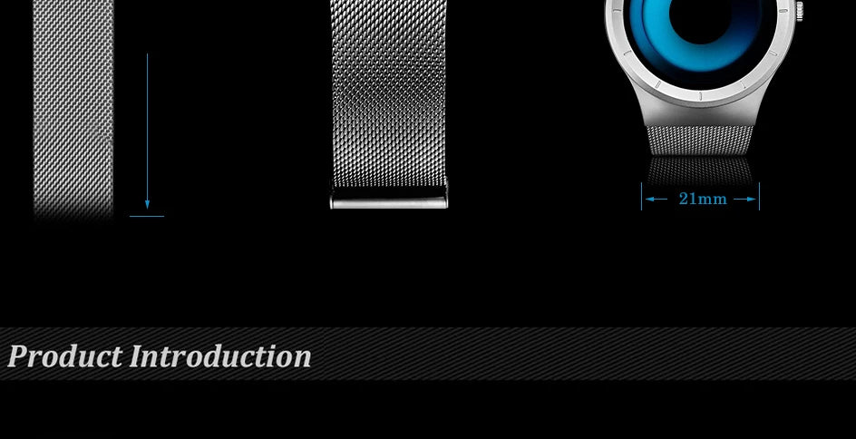 SINOBI Unique Vortex Concept Watch Men's High Quality 316L Stainless Steel Modern Trend Sport Black Wrist Watches reloj hombre