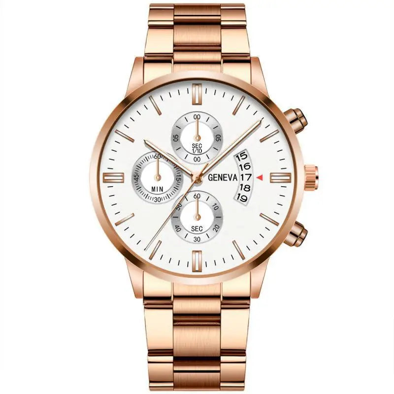 GENEVA Fashion Mens Watch Casual Calendar Military Sports Quartz Wristwatch Stainless Relogio Masculino Best Selling Clock Saati