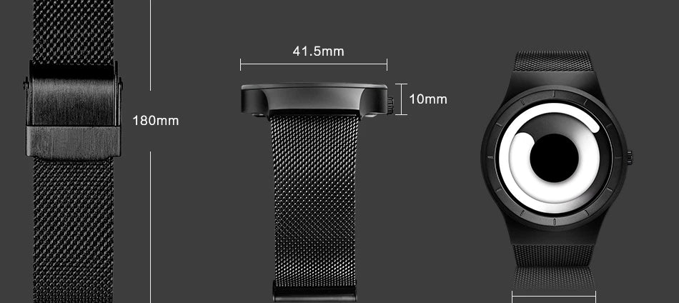 SINOBI Unique Vortex Concept Watch Men's High Quality 316L Stainless Steel Modern Trend Sport Black Wrist Watches reloj hombre