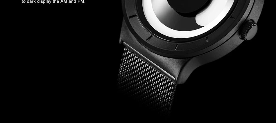 SINOBI Unique Vortex Concept Watch Men's High Quality 316L Stainless Steel Modern Trend Sport Black Wrist Watches reloj hombre