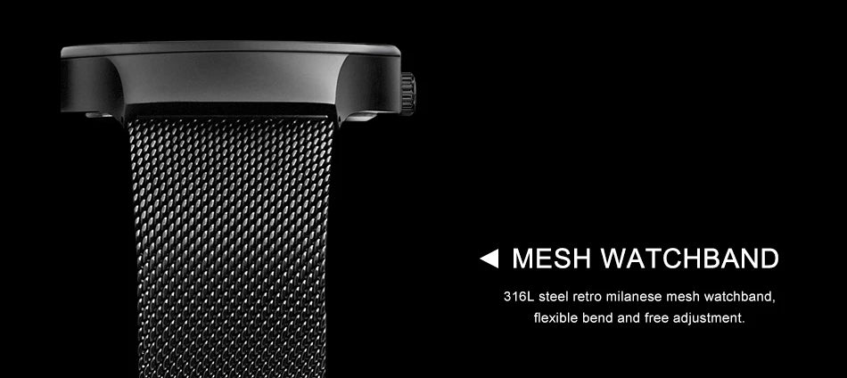 SINOBI Unique Vortex Concept Watch Men's High Quality 316L Stainless Steel Modern Trend Sport Black Wrist Watches reloj hombre