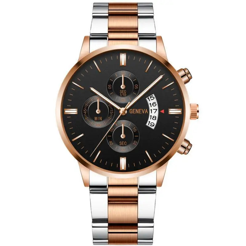 GENEVA Fashion Mens Watch Casual Calendar Military Sports Quartz Wristwatch Stainless Relogio Masculino Best Selling Clock Saati