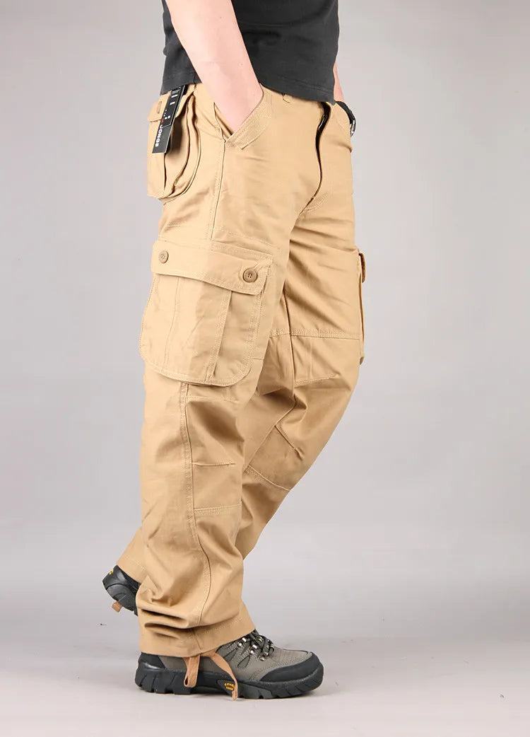 Cotton Men's Cargo Pants Casual Multi Pockets Tactical Work Pants Men Outerwear Straight Slacks Long Trousers For Men Clothing