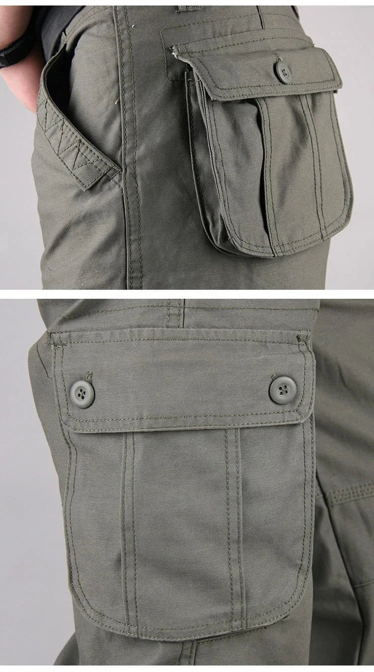 Cotton Men's Cargo Pants Casual Multi Pockets Tactical Work Pants Men Outerwear Straight Slacks Long Trousers For Men Clothing