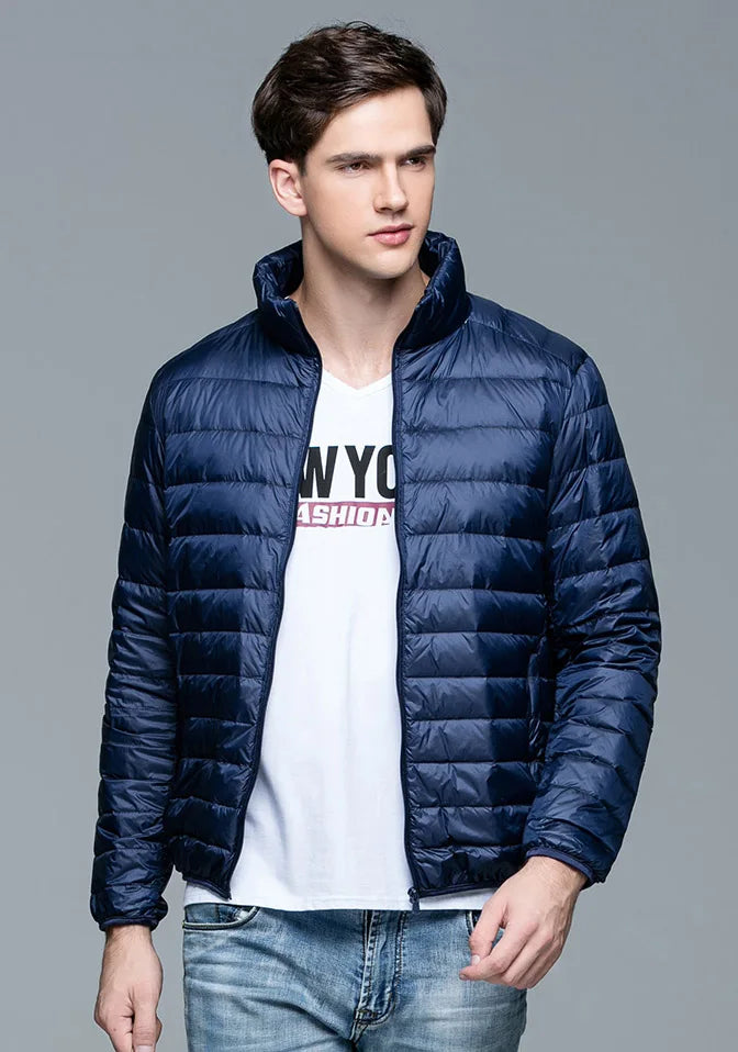 New Autumn Winter Man 90% Duck Down Jacket Ultra Light Thin S-3XL Spring Jackets Men Stand Collar Outerwear Coat