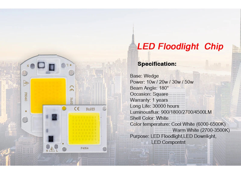 COB LED Chip Light 220V 10W 50W 20W 30W 3-9W rectangular Chip Lamp For Spotlight No Need Driver DIY Led Floodlight Lamp Y27 Y32