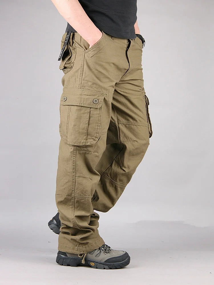Cotton Men's Cargo Pants Casual Multi Pockets Tactical Work Pants Men Outerwear Straight Slacks Long Trousers For Men Clothing