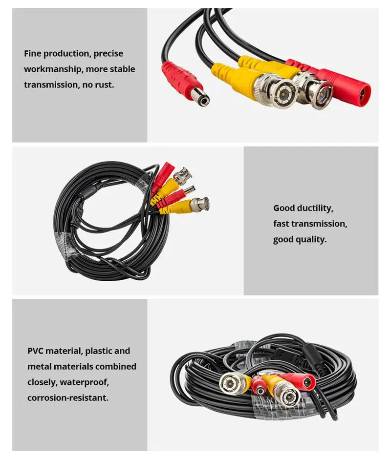 5M 10M 20M CCTV DVR Camera Recorder System Video Cable DC Power Security Surveillance BNC Cable