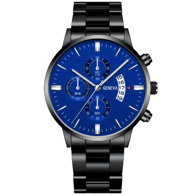 GENEVA Fashion Mens Watch Casual Calendar Military Sports Quartz Wristwatch Stainless Relogio Masculino Best Selling Clock Saati