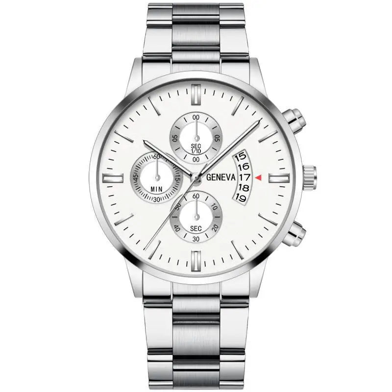 GENEVA Fashion Mens Watch Casual Calendar Military Sports Quartz Wristwatch Stainless Relogio Masculino Best Selling Clock Saati