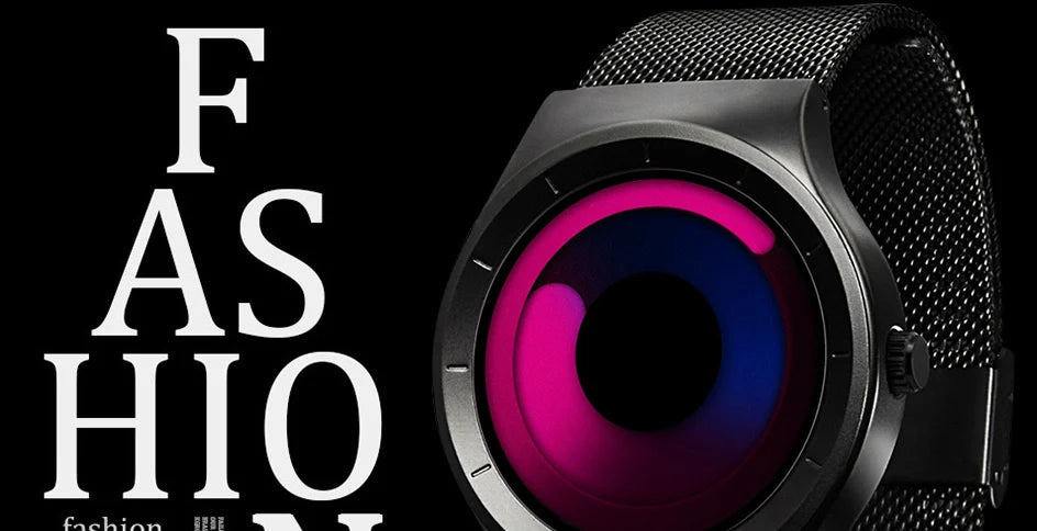SINOBI Unique Vortex Concept Watch Men's High Quality 316L Stainless Steel Modern Trend Sport Black Wrist Watches reloj hombre