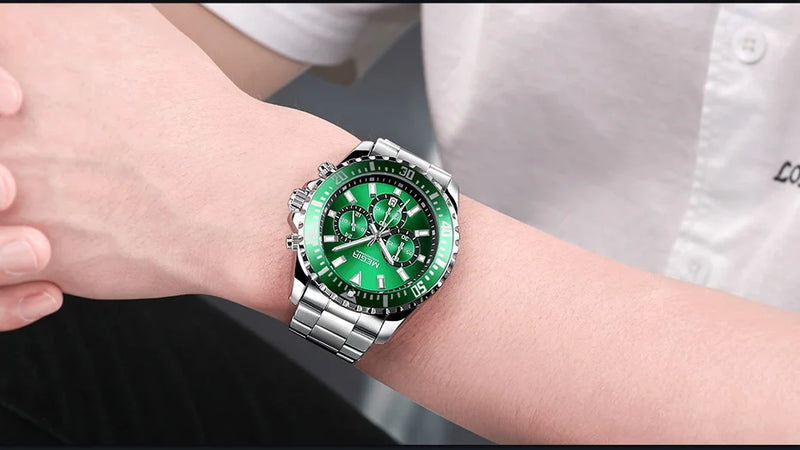 MEGIR Original Luxury Business Quartz Watch Men Brand Stainless Steel Chronograph Military WristWatch Clock Relogio Masculino