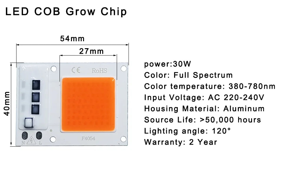 COB LED Lamp Chip 220V 10W 20W 30W 50W LED Bulb Smart IC No Need Driver Lampada For Flood Light Spotlight Diy Lighting
