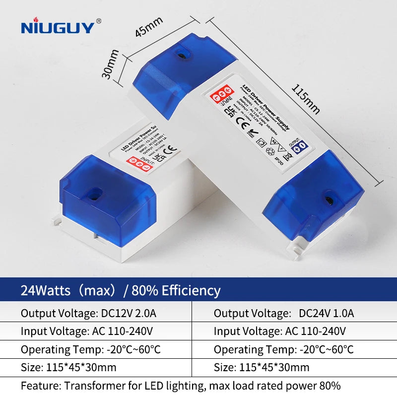 LED lighting transformer 100W 80W 60W 36W 24W 12W drive power adapter AC/DC 12V 24V lighting fixture LED light strip