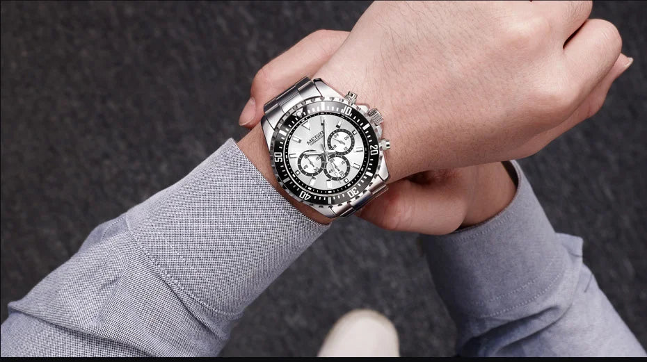 MEGIR Original Luxury Business Quartz Watch Men Brand Stainless Steel Chronograph Military WristWatch Clock Relogio Masculino
