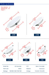 LED Downlight 5W 9W 12W 15W 18W Recessed Round Led Ceiling Lamp 110V 220V DC12V 24V Panel Lights Indoor Lighting Warm/Cold White