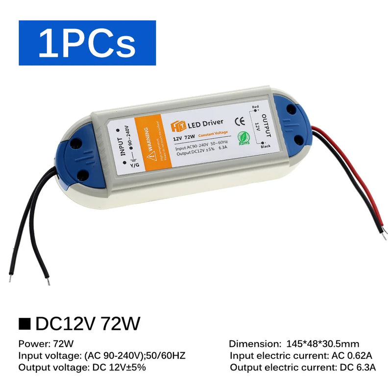 LED Lighting Transformers DC12V 18W 36W 72W 100W LED Driver Power Adapter For LED Strip 12V Power Supply