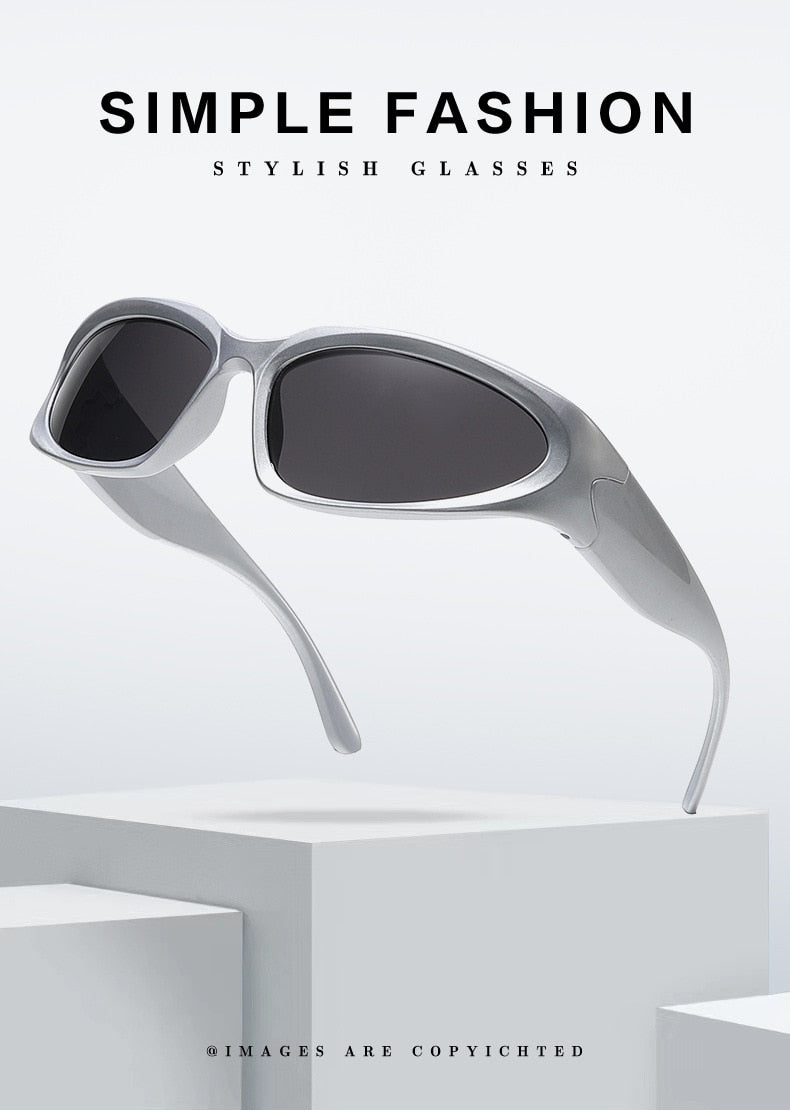 Popular Women's Sunglasses 2022  Punk Sunglasses Unique Sports Sun Glasses Men UV400 Goggle Shades Mirror Colorful Y2k Eyewear