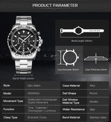 MEGIR Original Luxury Business Quartz Watch Men Brand Stainless Steel Chronograph Military WristWatch Clock Relogio Masculino