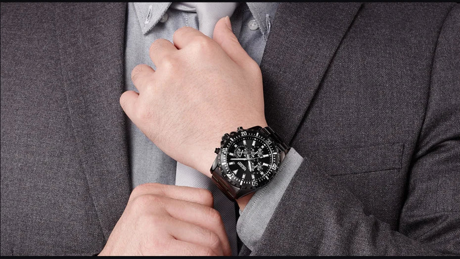 MEGIR Original Luxury Business Quartz Watch Men Brand Stainless Steel Chronograph Military WristWatch Clock Relogio Masculino