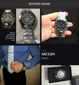 MEGIR Original Luxury Business Quartz Watch Men Brand Stainless Steel Chronograph Military WristWatch Clock Relogio Masculino