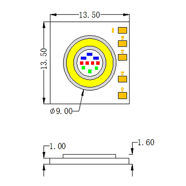 COB Light Source 11W RGBW Four-In-One COB LED Lamp Beads Red, Green, Blue And White Combination Full-Color LED Integrated Light