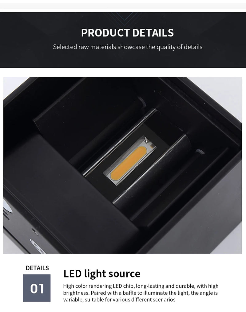 LED Wall Light Outdoor Indoor Lighting Wall Lamps Home Appliances Wall Lighting For Room Decor Wall Panels Porch Balcony Garden