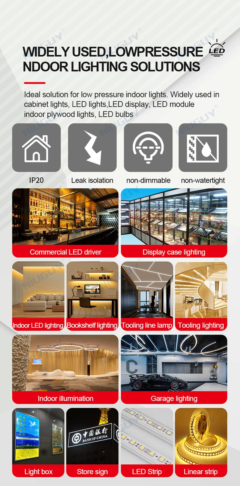 LED lighting transformer 100W 80W 60W 36W 24W 12W drive power adapter AC/DC 12V 24V lighting fixture LED light strip