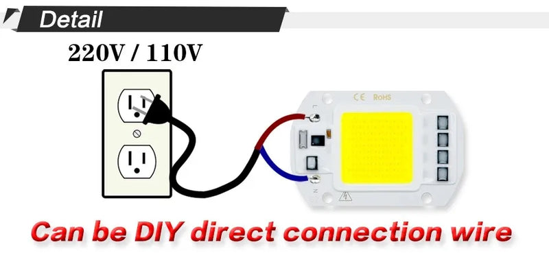 COB LED Lamp Chip 220V 10W 20W 30W 50W LED Bulb Smart IC No Need Driver Lampada For Flood Light Spotlight Diy Lighting