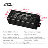 LED Driven Lighting Transformer 85-265V AC to DC 24-36V 1500mA Max 50W Aluminum IP66 Waterproof Constant Current Power Supply