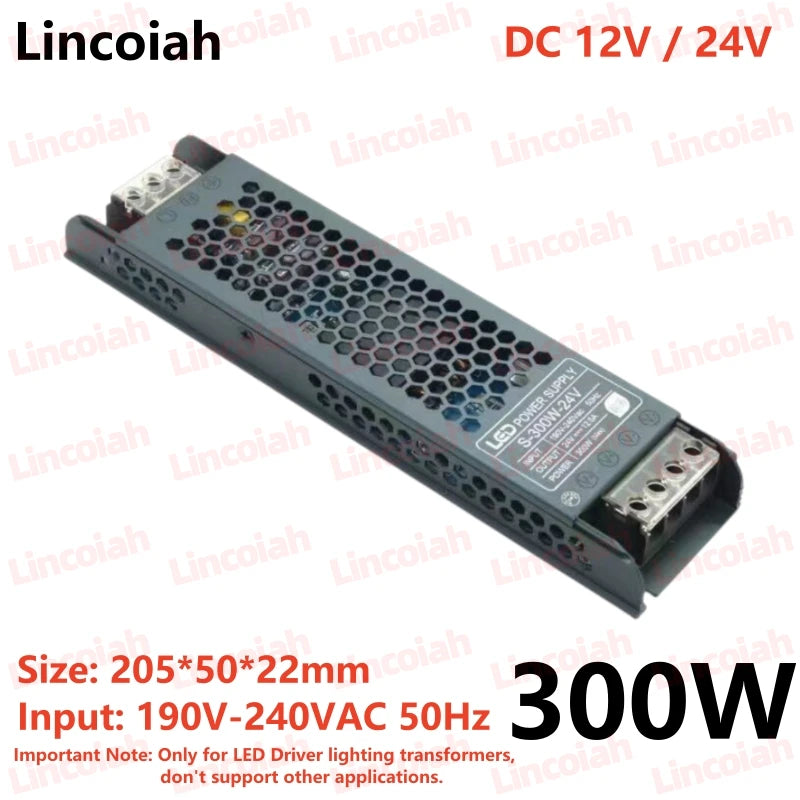 Lighting Transformer DC 12V/24V Power Supply Adapter 5A 12A Ultra thin LED Strip Switch Driver Lamp 60W 100W 150W 200W 300W 400W