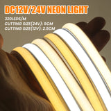 Waterproof COB LED Strip Light 12V 24V Flexible LED Neon Light 0.5-20M 320LEDs High Density Linear Lighting COB LED Lights