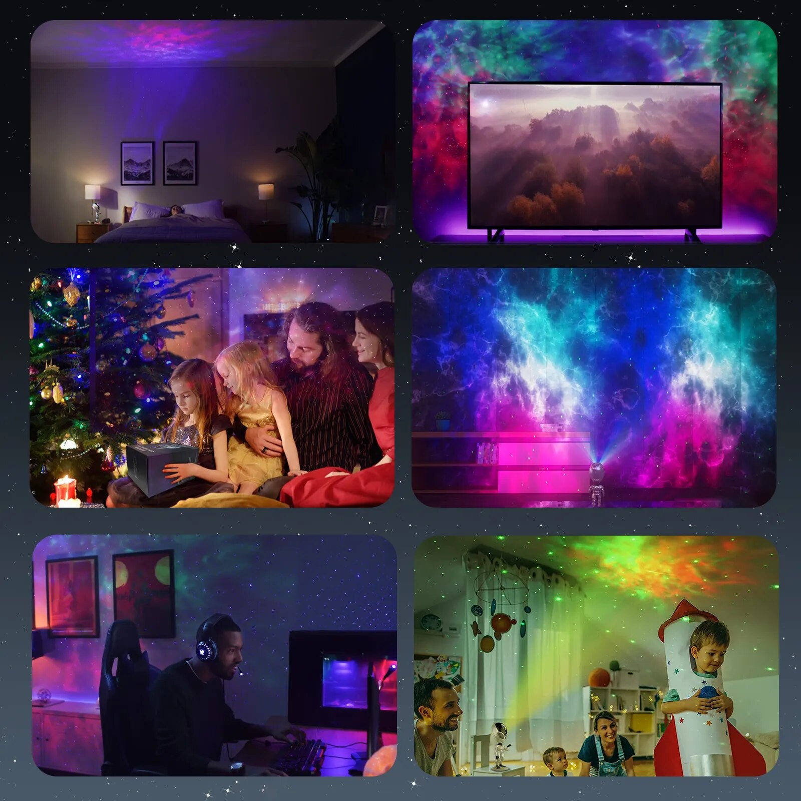 LED Star Projection Lamp Nebula Projection Interactive Atmosphere Night Light Bedroom Desktop Decoration Children's Gift