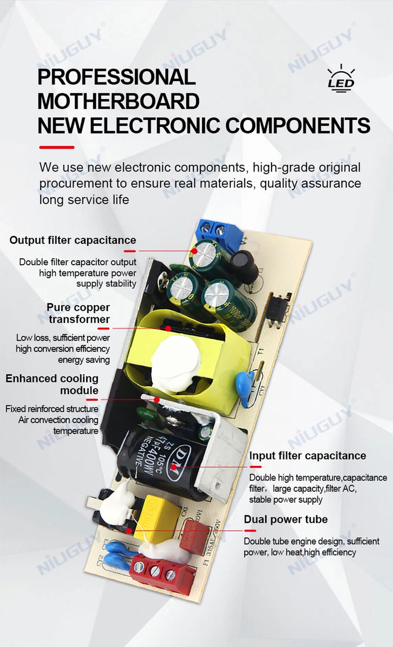 LED lighting transformer 100W 80W 60W 36W 24W 12W drive power adapter AC/DC 12V 24V lighting fixture LED light strip