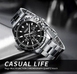 MEGIR Original Luxury Business Quartz Watch Men Brand Stainless Steel Chronograph Military WristWatch Clock Relogio Masculino