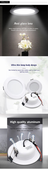LED Downlight 5W 9W 12W 15W 18W Recessed Round Led Ceiling Lamp 110V 220V DC12V 24V Panel Lights Indoor Lighting Warm/Cold White