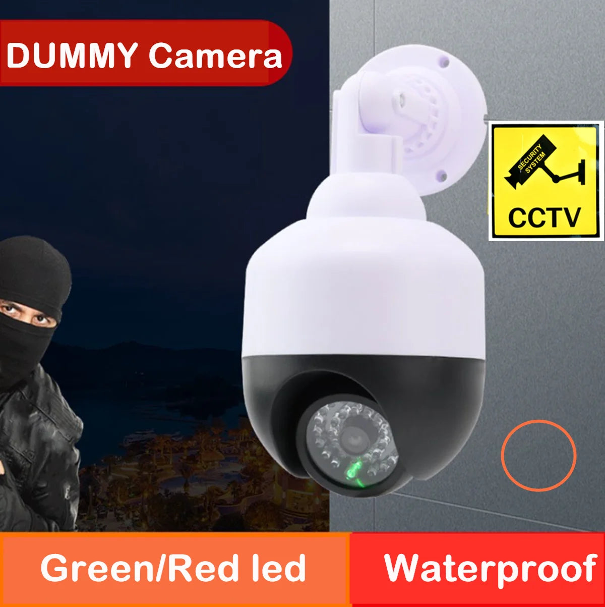 cctv fake dummy surveillance camera for home security outdoor waterproof with green/red led blinking