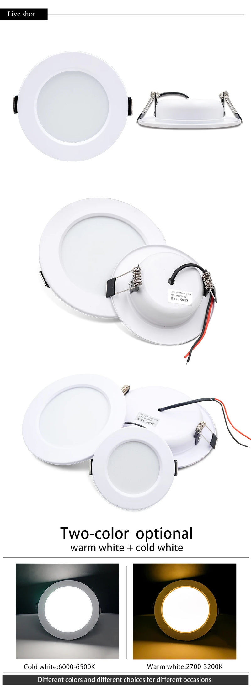 LED Downlight 5W 9W 12W 15W 18W Recessed Round Led Ceiling Lamp 110V 220V DC12V 24V Panel Lights Indoor Lighting Warm/Cold White