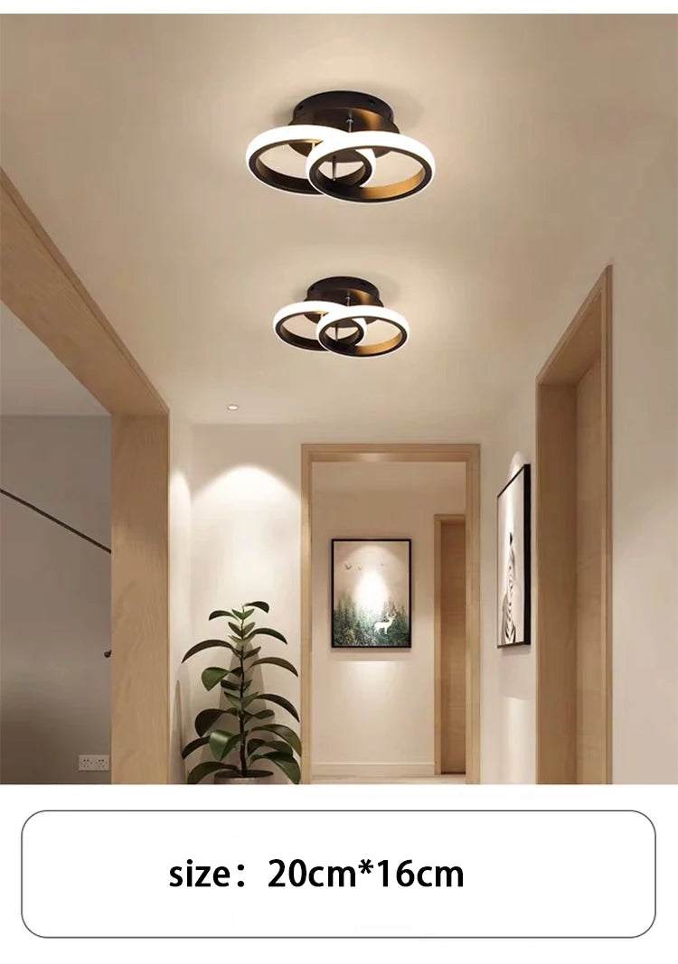 Modern LED Ceiling Light 2 Rings Creative Design Ceiling Lamp Indoor Lighting Fixtures Hallway Balcony Aisle Office Light