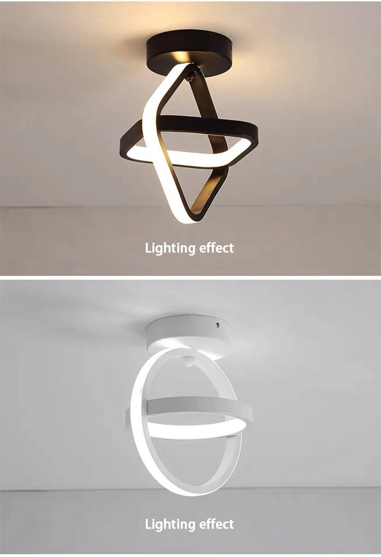 Modern LED Ceiling Light 2 Rings Creative Design Ceiling Lamp Indoor Lighting Fixtures Hallway Balcony Aisle Office Light