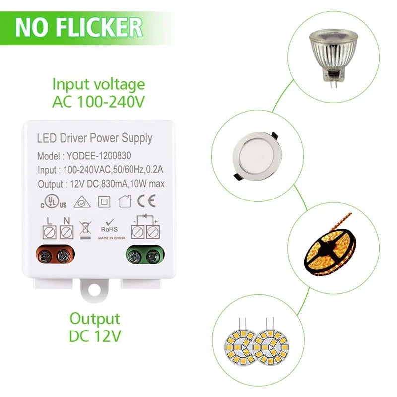 LED Transformer 12V/DC,0-10W Mini Transformer,Power Supply Drive,Electronic Transformer For 12V LED Lights And LED Light
