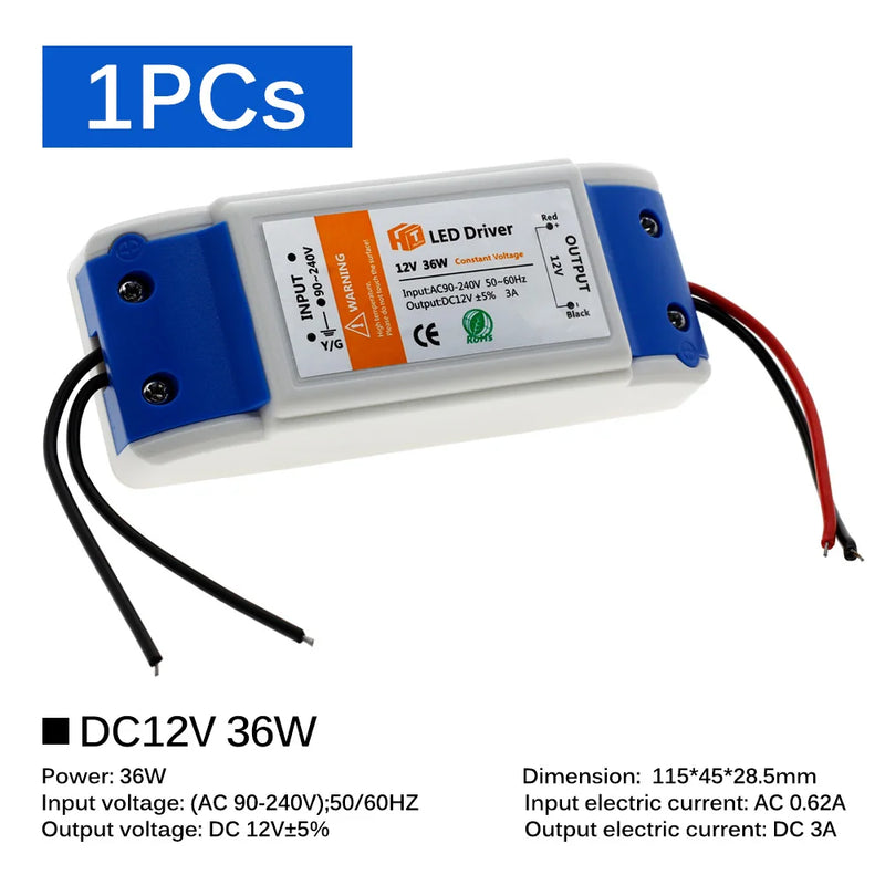 LED Lighting Transformers DC12V 18W 36W 72W 100W LED Driver Power Adapter For LED Strip 12V Power Supply