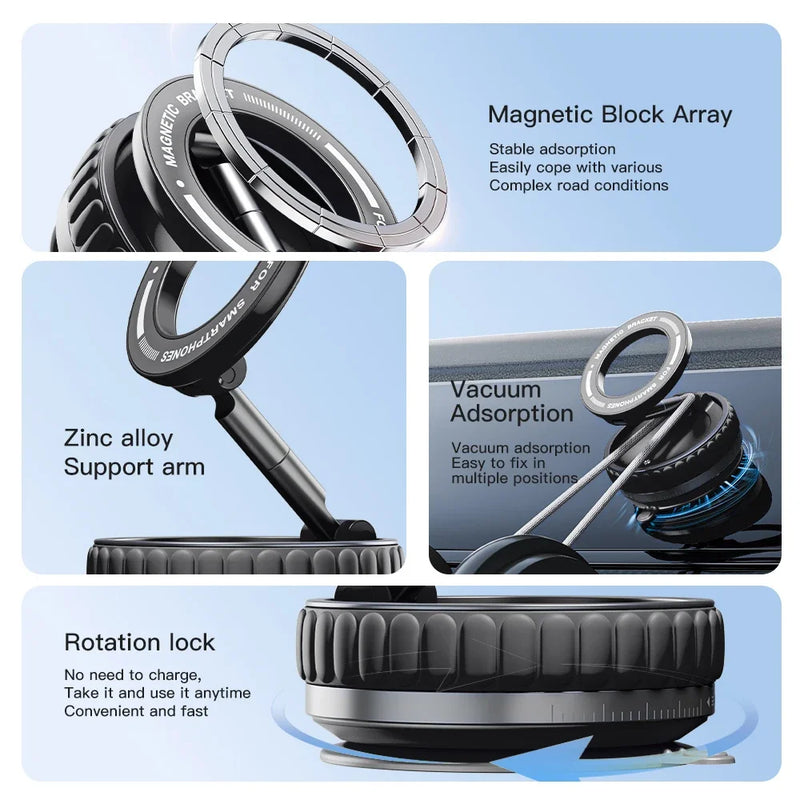Vacuum Magnetic Car Phone Holder Magnet Mount Mobile Cell Phone Stand Gps Support 360 Degree Rotatable Suction Cup for Car