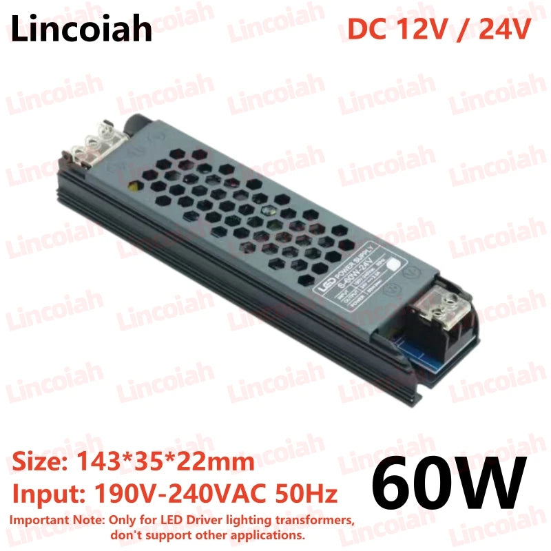 Lighting Transformer DC 12V/24V Power Supply Adapter 5A 12A Ultra thin LED Strip Switch Driver Lamp 60W 100W 150W 200W 300W 400W