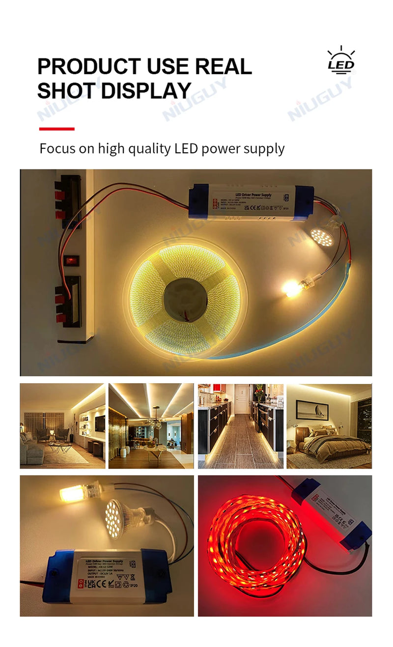 LED lighting transformer 100W 80W 60W 36W 24W 12W drive power adapter AC/DC 12V 24V lighting fixture LED light strip