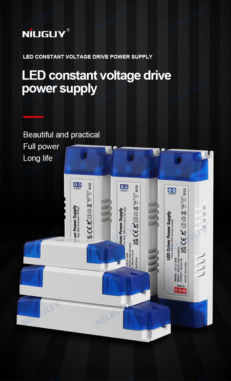 LED lighting transformer 100W 80W 60W 36W 24W 12W drive power adapter AC/DC 12V 24V lighting fixture LED light strip