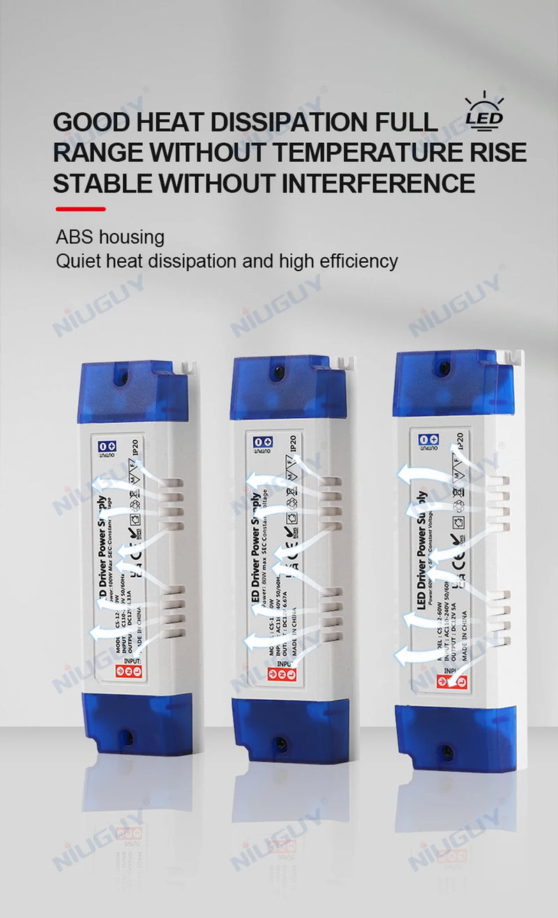 LED lighting transformer 100W 80W 60W 36W 24W 12W drive power adapter AC/DC 12V 24V lighting fixture LED light strip