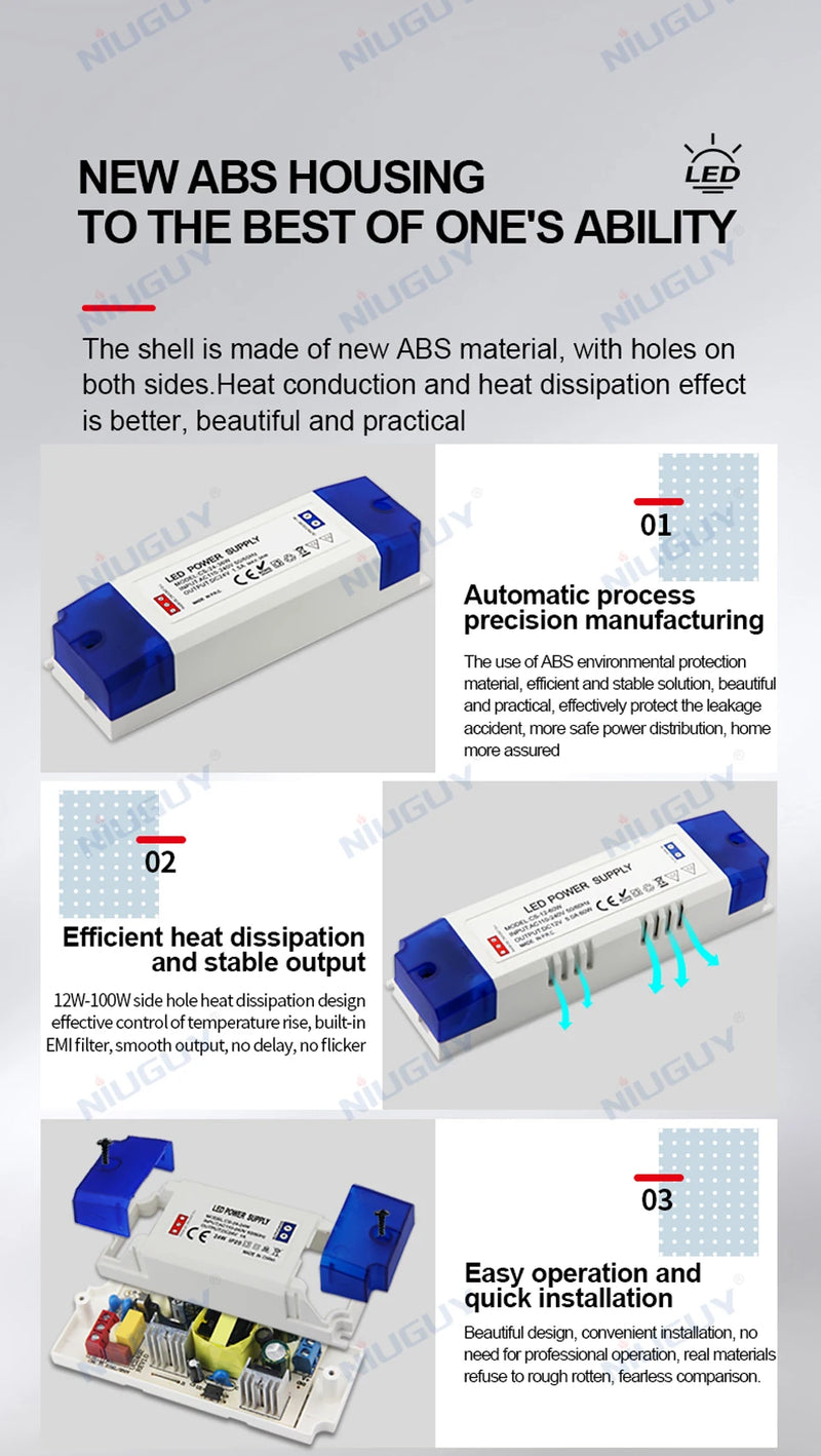 LED lighting transformer 100W 80W 60W 36W 24W 12W drive power adapter AC/DC 12V 24V lighting fixture LED light strip