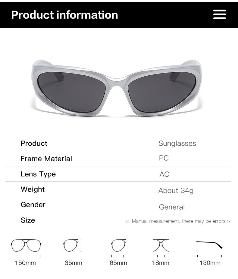 Popular Women's Sunglasses 2022  Punk Sunglasses Unique Sports Sun Glasses Men UV400 Goggle Shades Mirror Colorful Y2k Eyewear