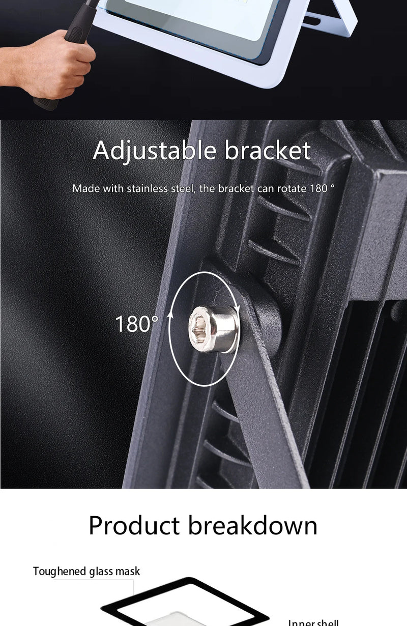 LED Flood Light AC220V 10W 20W 30W 50W 100W IP68 Waterproof Outdoor Garden Projector Lighting Refletor Spotlight Wall Floodlight